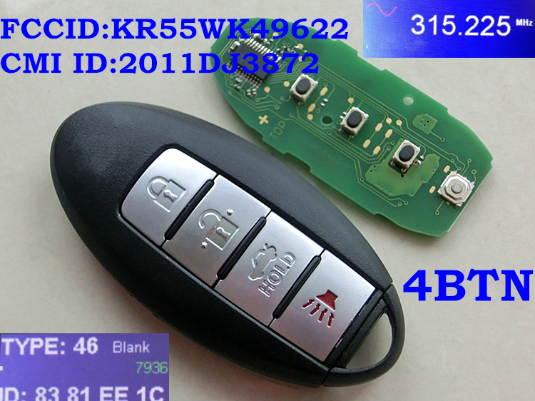 RMLKS 2006-2014 Автомобил Далечинско за Smart Key Одговара За Nissan ALTIMA MAXIMA Murano Обратно Teana Sentra FCC ID KR55WK49622 CMI ID 2011DJ3872