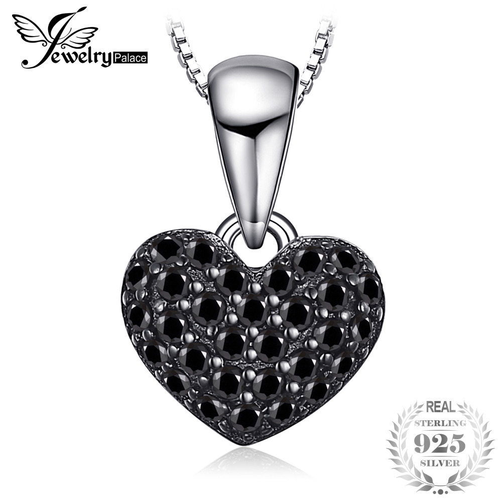 JewelryPalace Мода 0.28 кт Природни Црното Spinel Љубов Срцето Приврзоци За Жените Солидна 925 Фунта Сребрен Накит Без