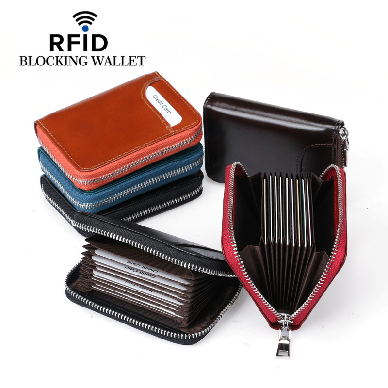 Држачот на Паричникот RFID Блокирање на Кратки Вистинска Кожа Кредитна Картичка во Држачот За Жени Мажи Гроздобер Монета Чанта Мода Паричници