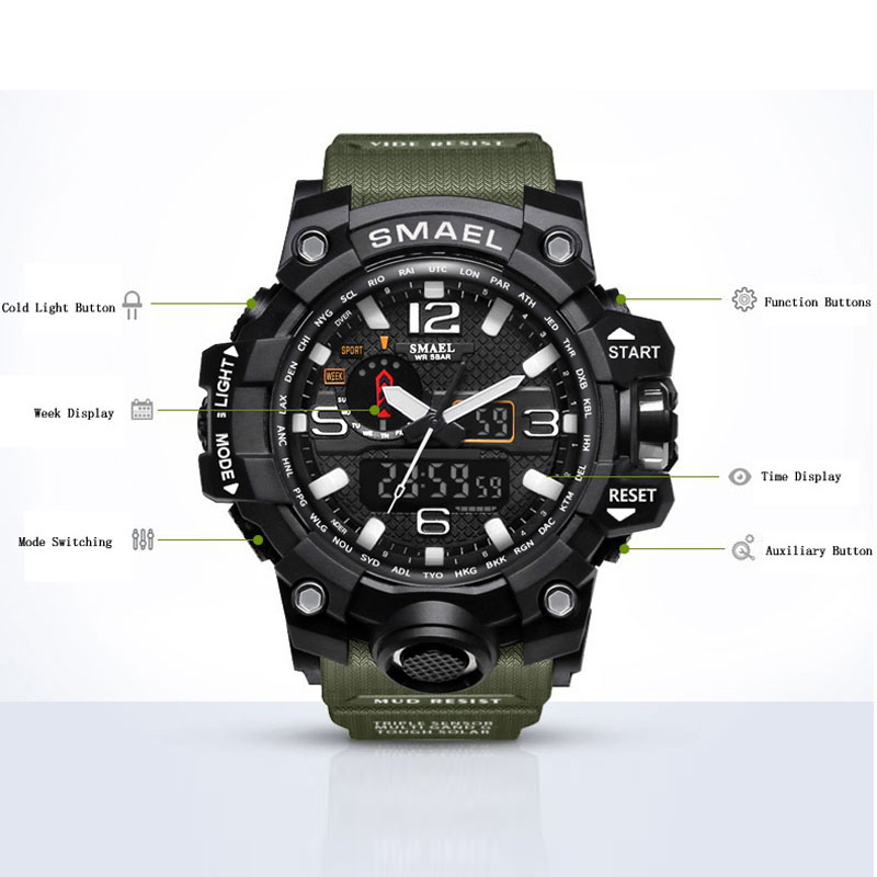Спорт Види Мажите Подароци Часовник Машки LED Дигитални Кварц Зглоб Часовници Мажите Врвот Бренд на Луксузни Digital-види