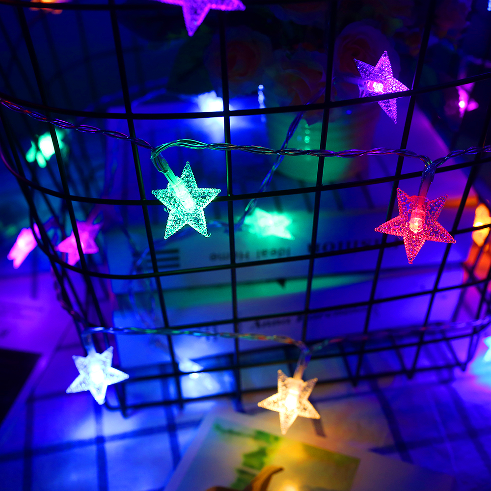 Ѕвезди Led string Светлина Garlands 10-40leds 1M-4M лента Принцеза Соба партија Дом празник Божиќ Оркестарот 9 бои петокрака