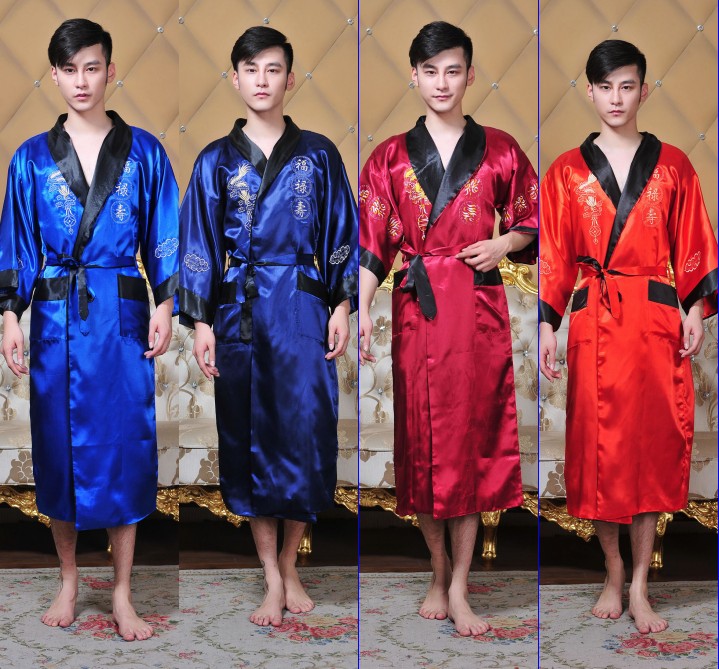 Јавни bathhouse Спа Кинески Облека Кимоно Nightgown Змеј Sleepwear традиционален кинески кимоно се облекуваат мажите bathrobe пижами