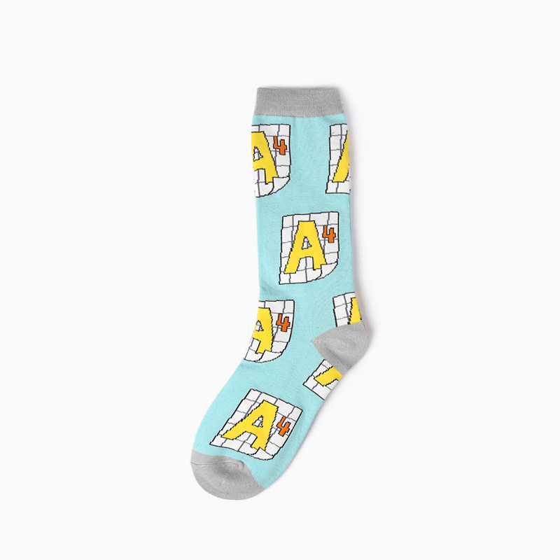 есен мода Креативни Илустрација дизајн памучни чорапи за мажи жени долга цевка мажите Дами пар чорапи EUR36-44 1520