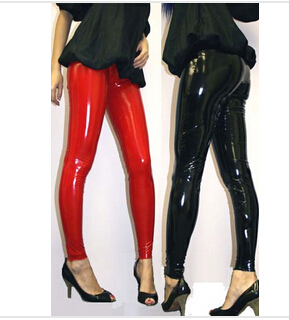бесплатен превозот женска плус големина секси црна влажни изгледа пвц панталони leggings M L XL 2XL
