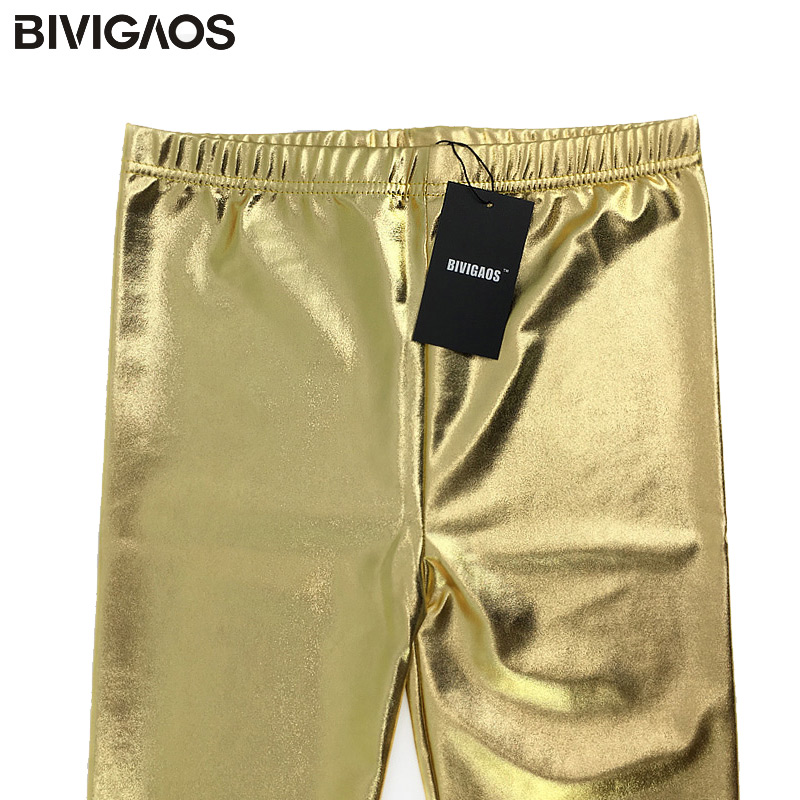BIVIGAOS Мода Готски Панк-Рок Стил Злато Металик Боја Секси Светла Sequin СТП Faux Кожа Leggings Панталони Фитнес За