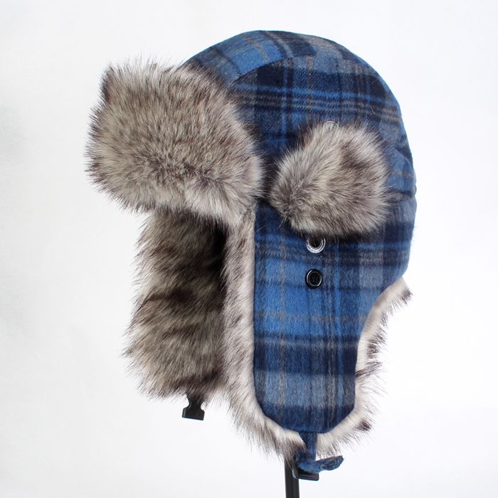 Супер топло! Есен и зима мажите на жените Памук капа сина голема plaid селектирани леи фенг капа скијање на шапка зима