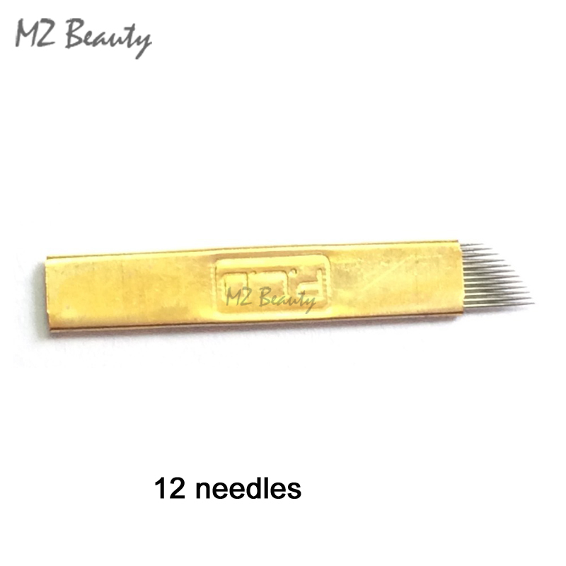 Трајна шминка рачни игла ножеви PCD12 игли за microblading пенкало постојан игла blades100pcs/многу