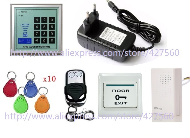 12khz RFID Контрола на Пристап на Тастатурата keyfob+ напојување+Безжичен Далечински Контролер+12v врата на врата за