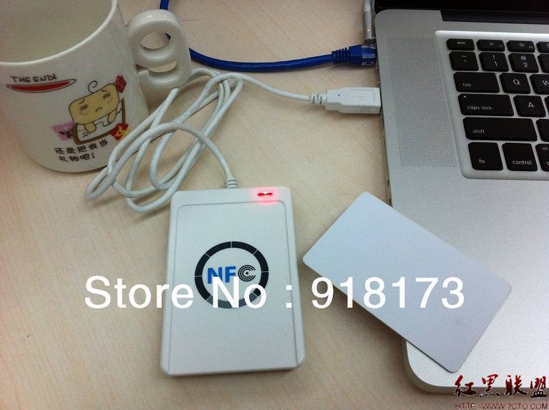 USB ACR122U NFC RFID Smart Card Reader Писател За сите 4 типа на NFC (ISO/IEC18092) Тагови + 10 компјутери UID променливи Картички +1 ПАКЕТИ CD