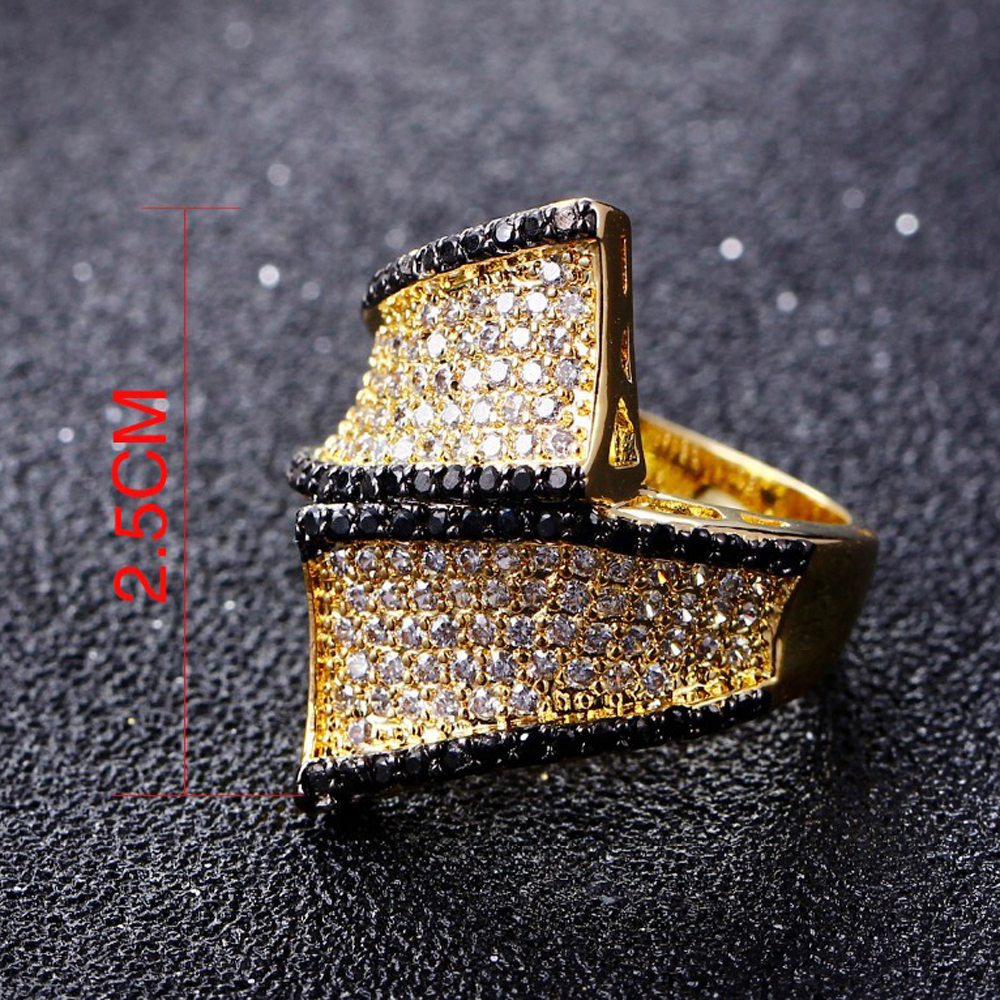 Партија накит материјали прстен мода накит Висок квалитет дизајнер Црна cz Златна боја прстени за жените трговија на големо многу кина