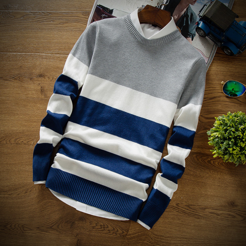 2018 машки модни џемпер Мрачно слободно тенка џемпер Есен топол џемпер