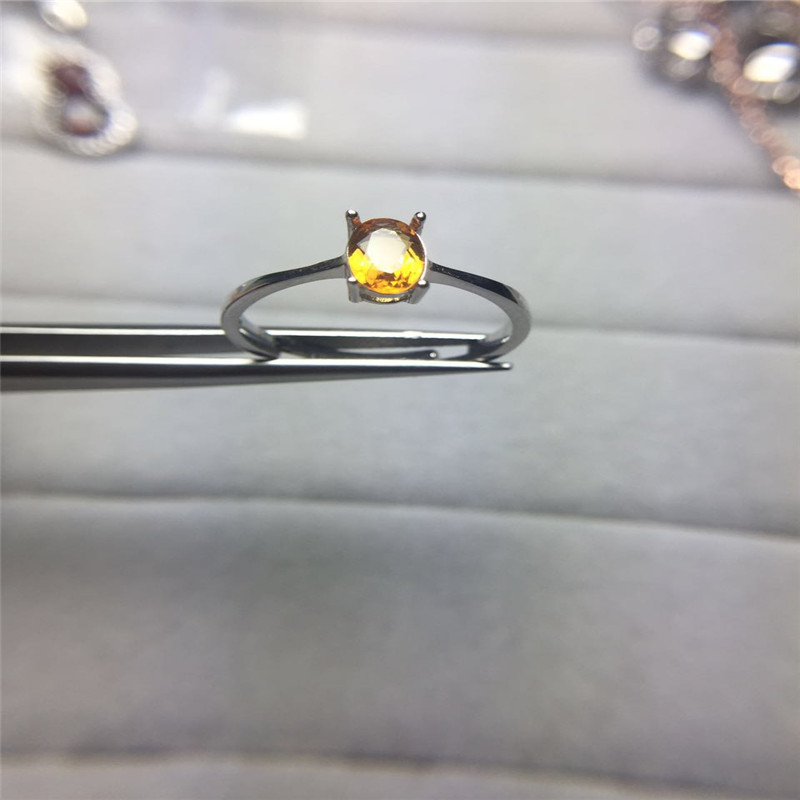 Топла продажба луксузни прстен висок квалитет природни citrine прстен вистински 925 Солидна Фунта Сребрен накит