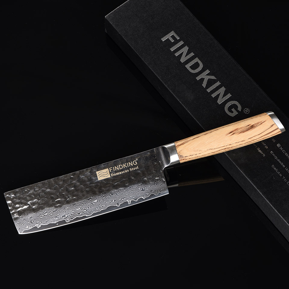 FINDKING 2017 нови дамаск челик сечилото зебра дрвена рачка дамаск нож 6.5 инчи готвач нож 67 слоеви дамаск кујнски нож