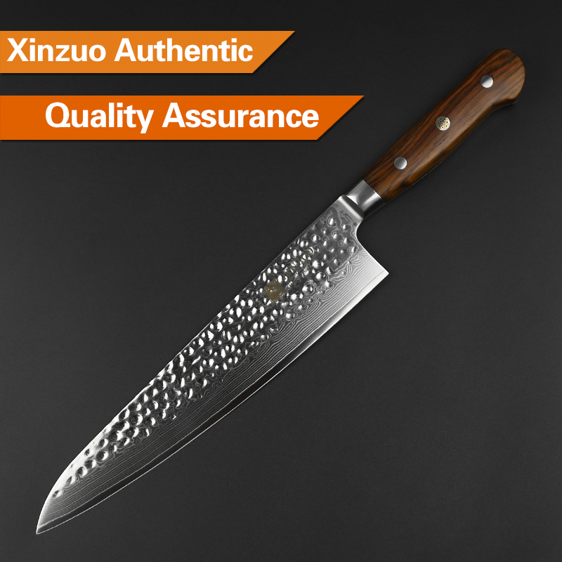 XINZUO 67 слоеви 9.5 готвач нож висока јаглерод Japaness Дамаск челик кујнски нож ружино дрво се справи со сечење нож секира прибор за јадење