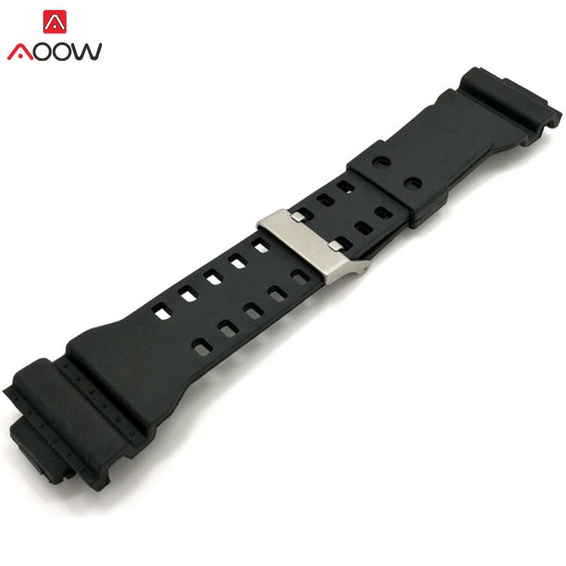 AOOW 16mm Watchband Силиконска Гума Види Бенд Рака Одговара За Casio G Шок Замена Црна Водоотпорен Watchbands Додатоци