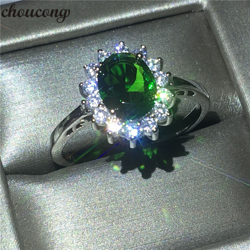choucong Принцезата Дијана прстен 2ct AAAAA Циркон Реално 925 sterling Silver Ангажман Свадба Бенд Прстени За Жени