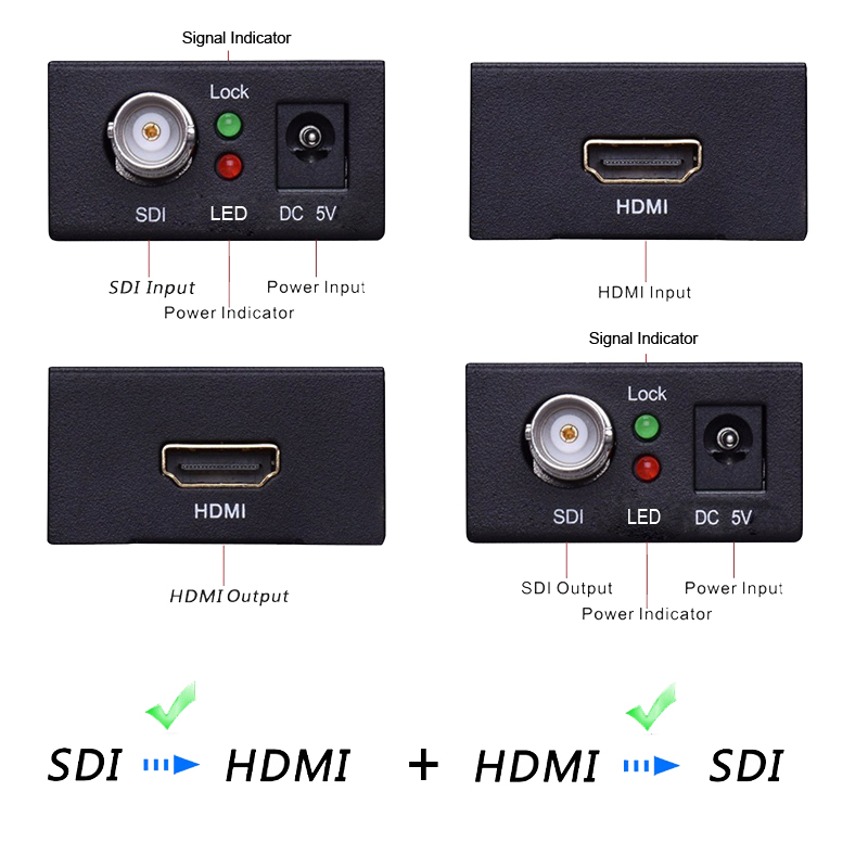 SDI Extender, HDMI да SDI да HDMI Конвертор Поддршка за 1080P BNC SDI/HD-SDI/3G-SDI Адаптер за Камерата за домашно Кино