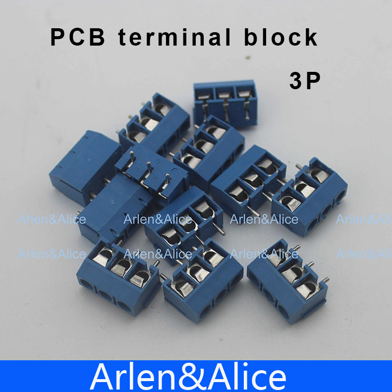 100 компјутери 3 Pin Завртка сина PCB Terminal Block Конектор 5mm Теренот