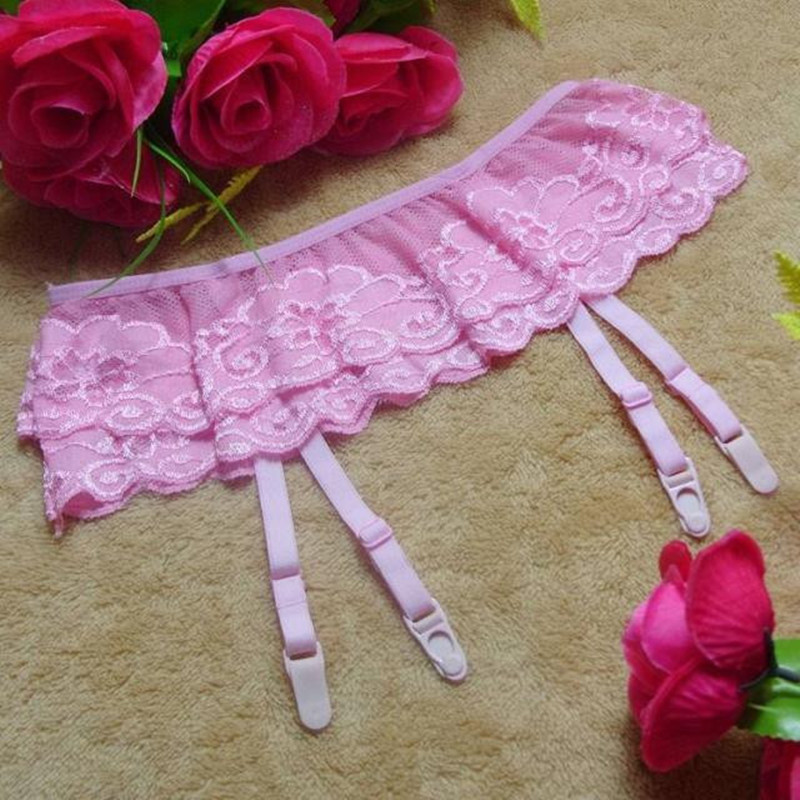 Топла Продаде !! Двојно Розова garters женска долна Облека Секси Stripper облека Отвори вилушка тип долна облека Здолниште
