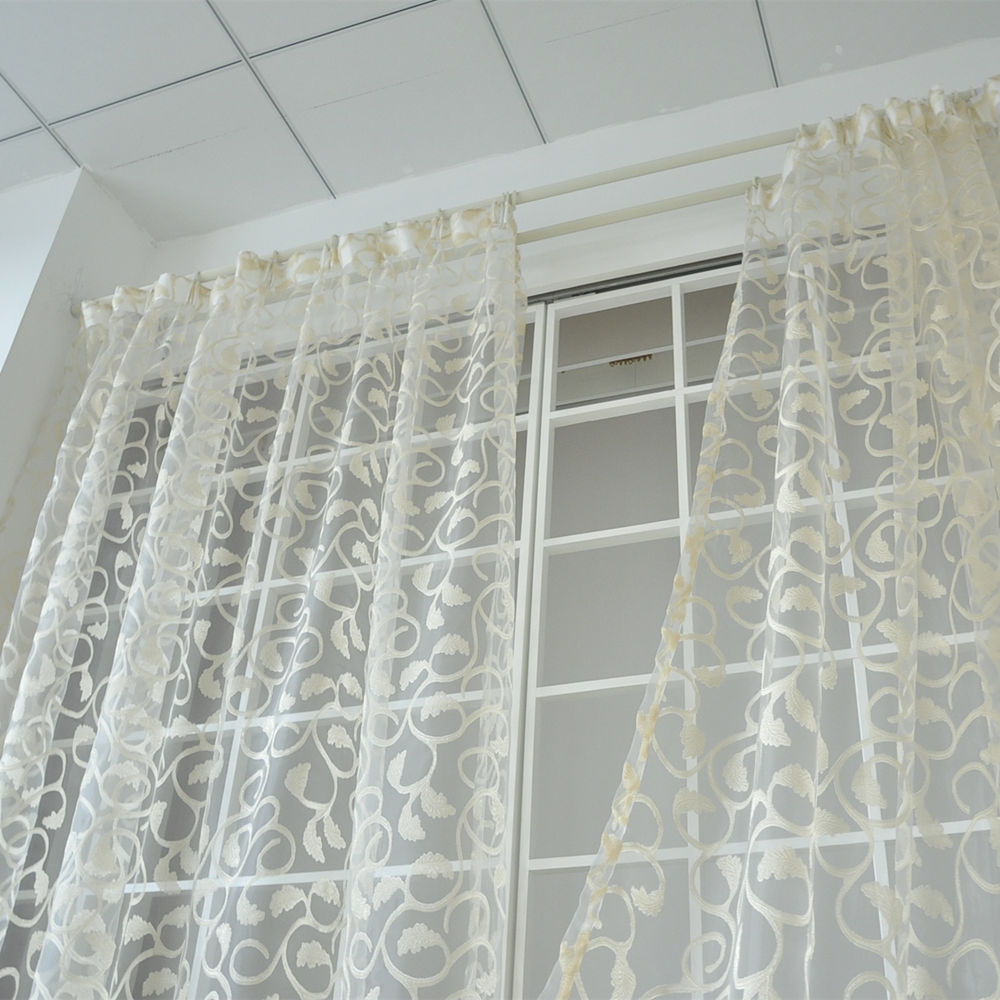 Американски стил жакард флорални дизајн прозорец завеса чиста за спалната соба tulle ткаенини дневна соба модерен дизајн подготвени направи краток
