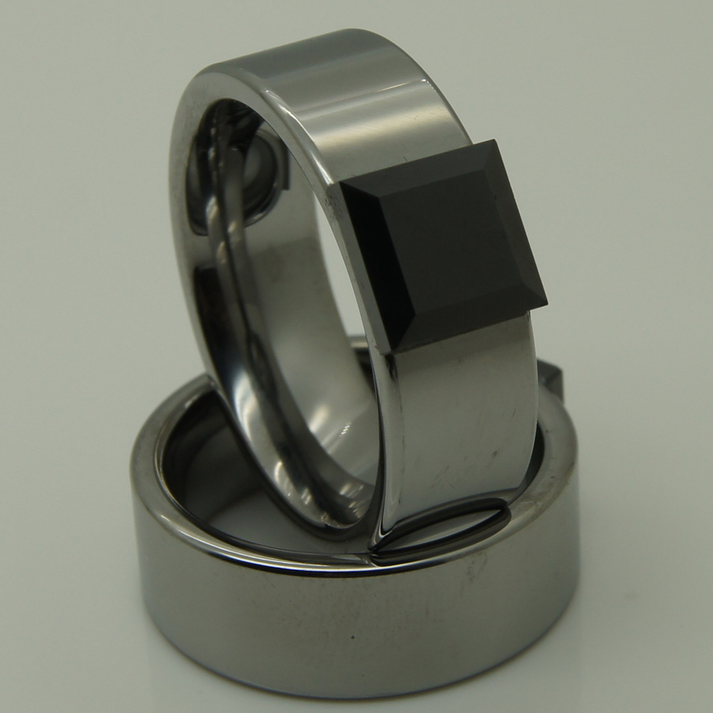 8мм црна керамички inlayed hi-tech нула доказ свадба волфрам прстен 1pc