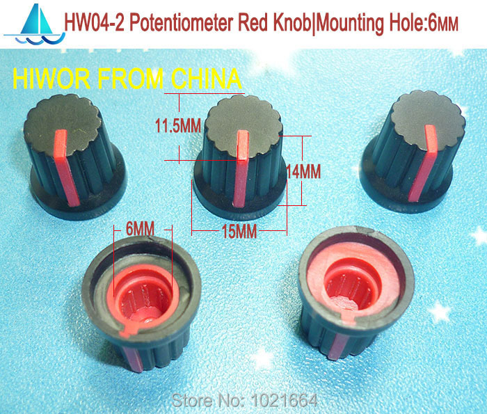 100pcs/многу HW04-2 Високо квалитетни Пластични Црвено Potentiometer Knob (За Ротари Potentiometer )