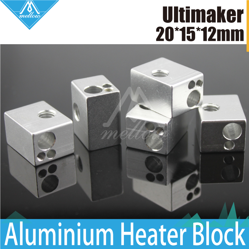 Hotsale трговија на Големо 5PCS/МНОГУ 3D Печатач Додатоци Алуминиум Грејач Блок За Ultimaker Екструдер Топла Крајот 20*15*12mm