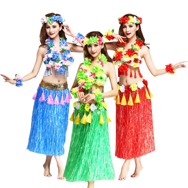 6PCS/set Мода Пластични Влакна Жените Трева Здолништа Hula Хавајски Здолниште Костими Дами се Облекуваат