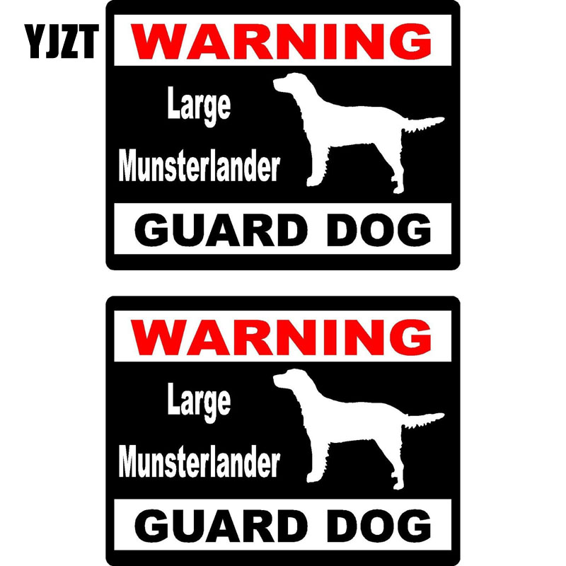 YJZT 15*11.5 cm 2x Цртан филм ПРЕДУПРЕДУВАЊЕ Големи Munsterlander Guard Куче Забава Ретро-рефлективен Decals Автомобил