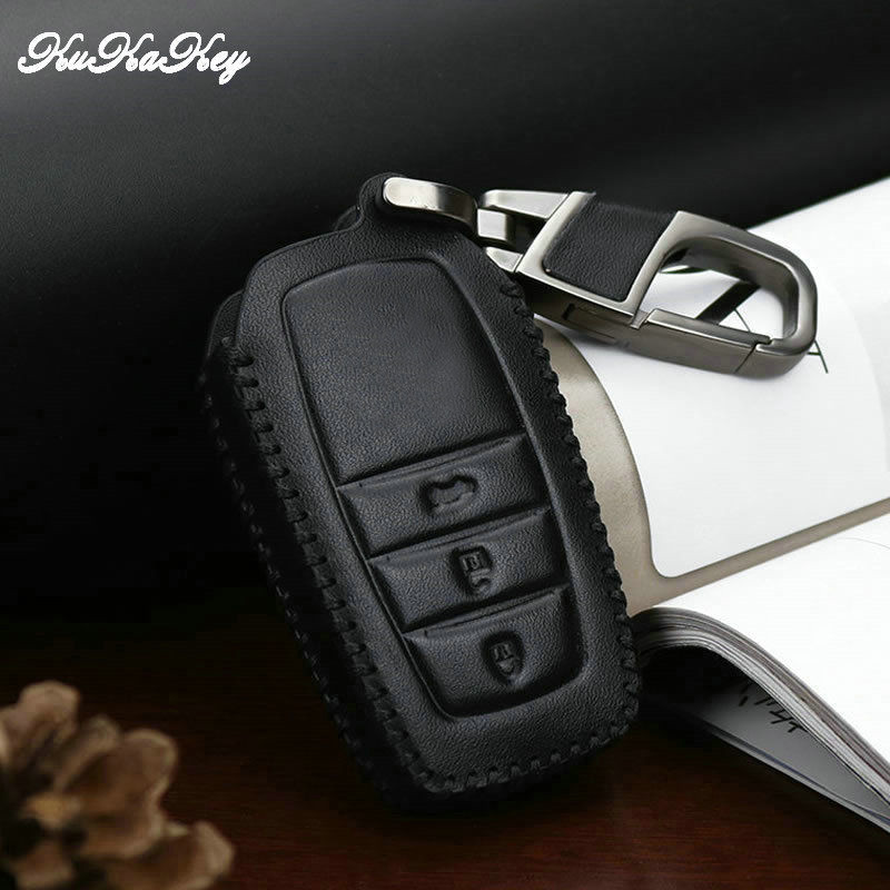 KUKAKEY Далечинско за Smart Автомобил Копче Случај За Тојота CHR Prius Круна Camry Highlander RAV4 EZ Кожа Keychain Копче