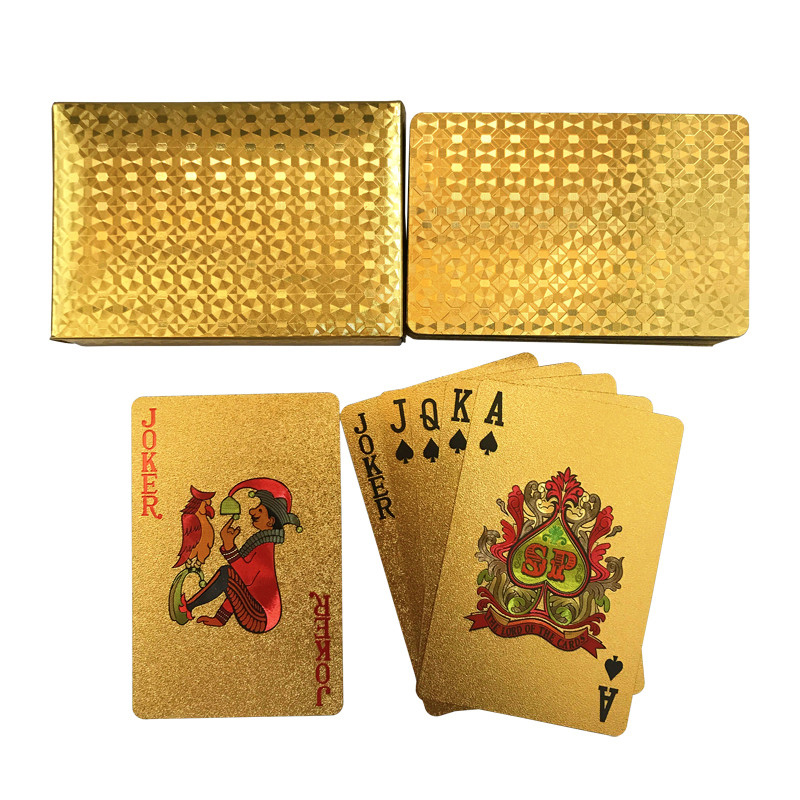 24 Karat Златна Фолија Позлатен Baccarat Texas Hold ' em Пластични Карти за Играње Водоотпорен Покер Картички Одбор Игри