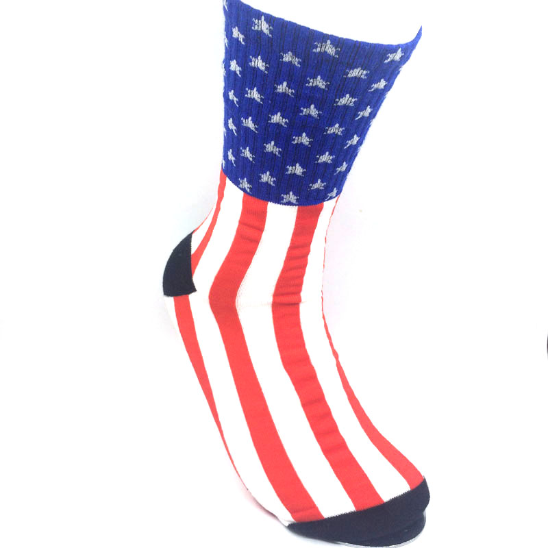 WJFXSOX 1 Парови Американското Знаме Чорапи Мажите Хип Хоп Шарени Чорапи за Девојка Висок Квалитет Памук унисекс Мажите