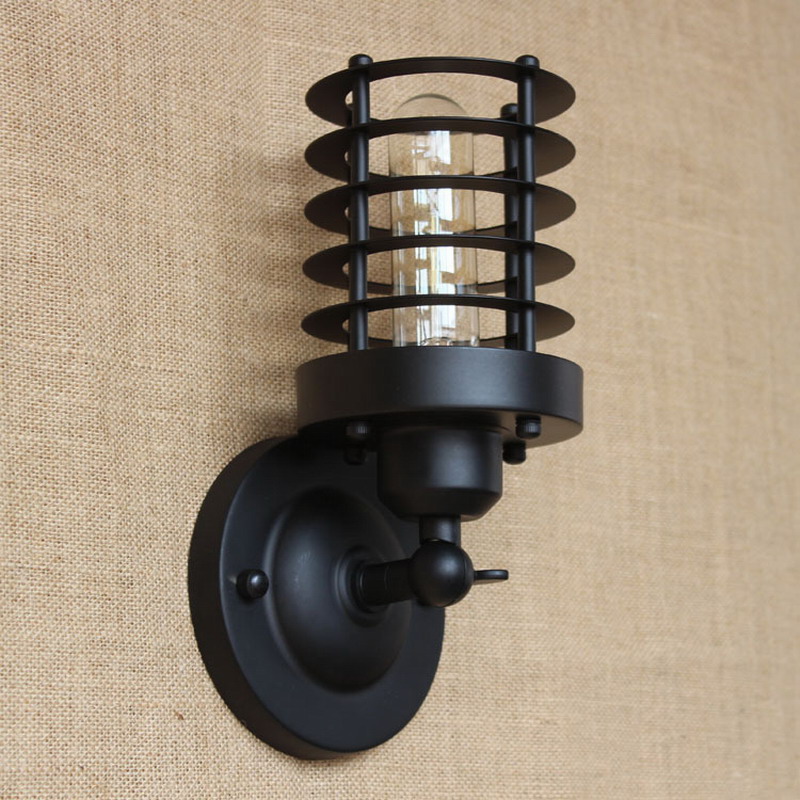 индустриски португалски стил антички црно мини ѕид светилка/замав рака ѕид осветлување за workroom/Бања Суета Торнадо