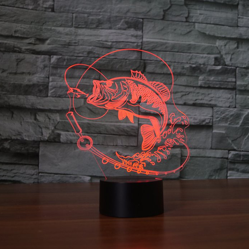 7 Боја се Менува Риба 3D led Светилка USB Полнење на Допир Копче Табела Светилки Неверојатни Подароци за Децата