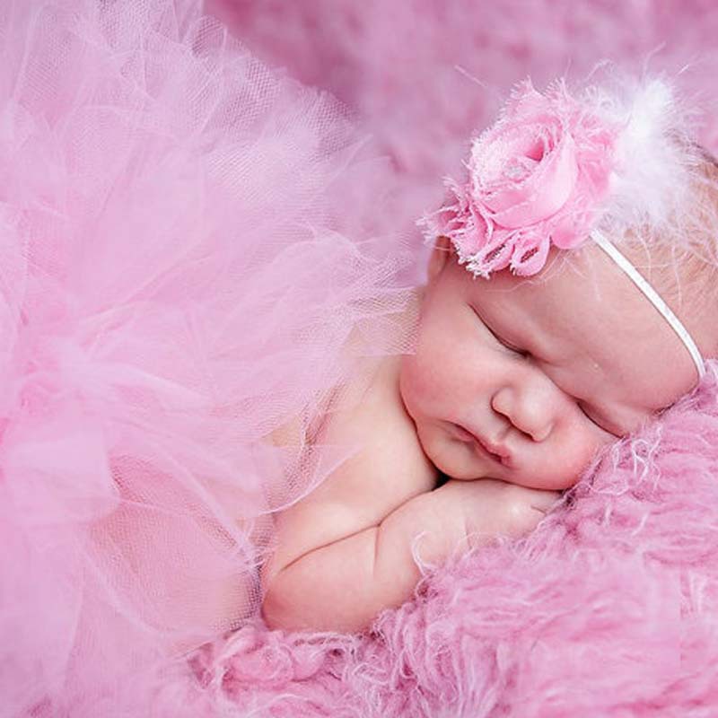 Прилично Розова Принцеза Новороденче Tutus Бебе Туту Здолниште со Гроздобер Headband Новороденче Фотографија Проп Роденденски