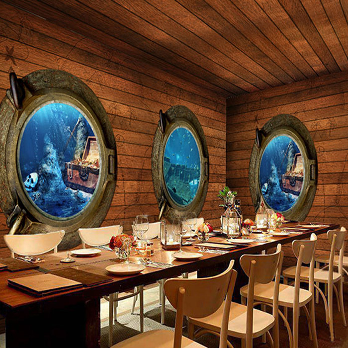 фото позадина 3D стерео пиратски подводен свет позадина ресторан позадина деца соба позадина mural