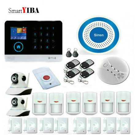 SmartYIBA безжичен wifi gsm аларм систем TFT дисплеј на вратата сензор home security алармни системи Жичен Сирената со HD IP камера