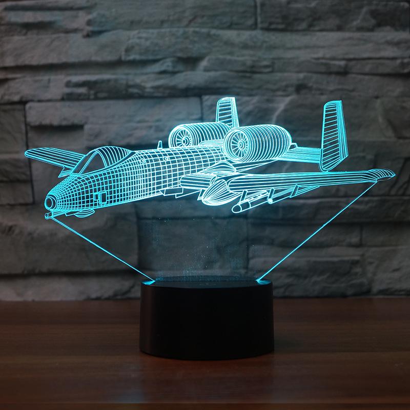 Авион Моделирање 3D LED Ноќ Светлина USB Воздух Авион Табела Светилка Креативни Спална соба Оркестарот Деца Подарок Ноќни