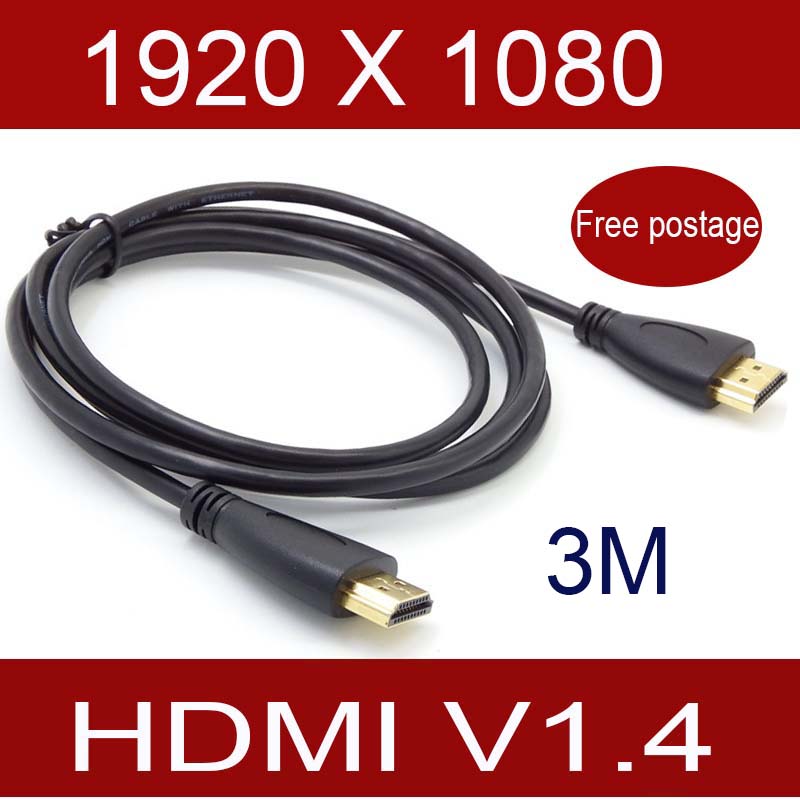 9ft ЗЛАТО ЗАСАДЕНИ 3m HDMI Кабел Злато Позлатен V1.4 Висока Брзина 3D Аудио 1080P Бесплатен превозот