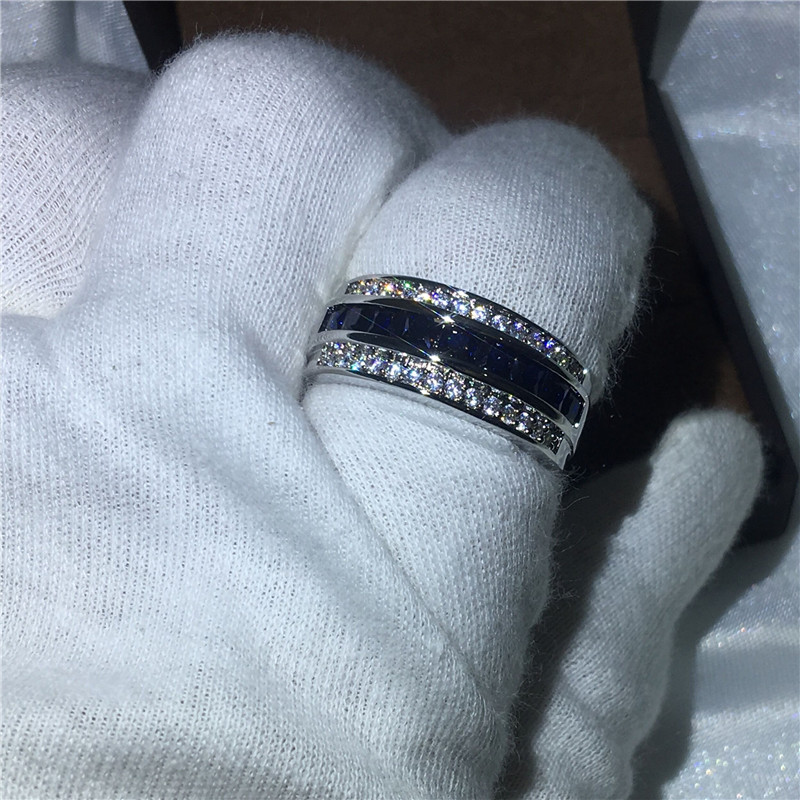 Вечноста Мода Накит Машки прстен камен 5A Циркон Cz бело злато исполнет Партија Ангажман Свадба Бенд Прстен за Мажи