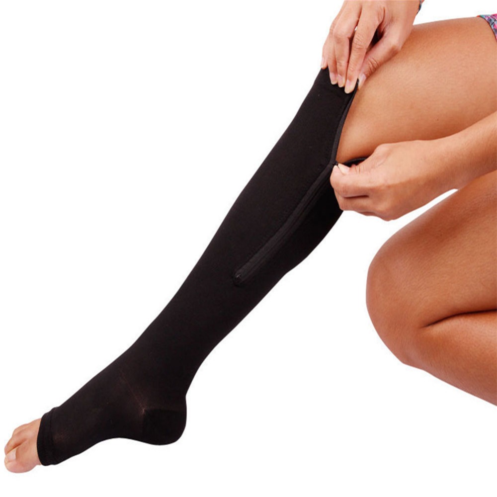 Нови Жените Патент Компресија Чорапи Zip Нога Поддршка на Коленото Сокс Отвори Пети Sock S/M/XL Y1 Dropshipping