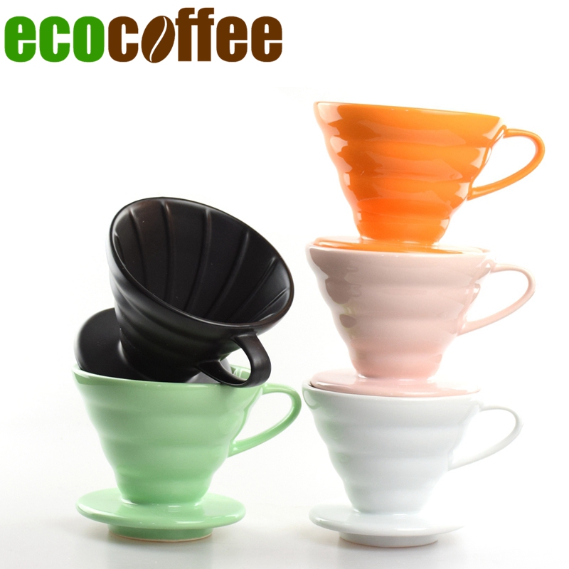 2017 Вистински Специјална Понуда Ciq Diy Порибено Ecocoffee 1pc Керамички V60 Dripper 02size Црна/бела/портокал/жолта/зелена