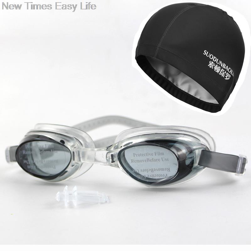 Нови Возрасни Водоотпорен Пливаат Пливање Очила Eyewear Очила w/ Случај и Уво Коса Заштита СТП Ткаенина Капа Капа за