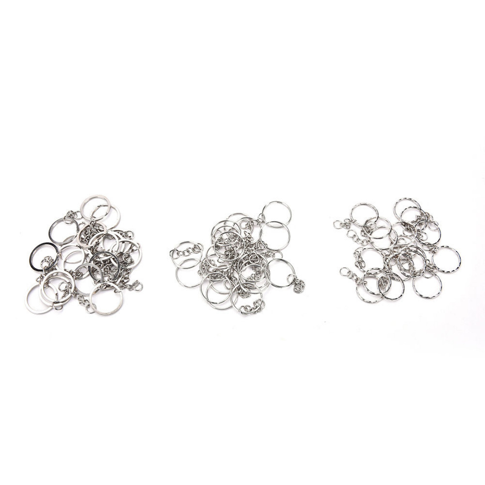 100Pcs/Set Сребрена Копче Синџири Нерѓосувачки Легура Круг DIY 25мм Keyrings Накит Keychain Копче Прстен