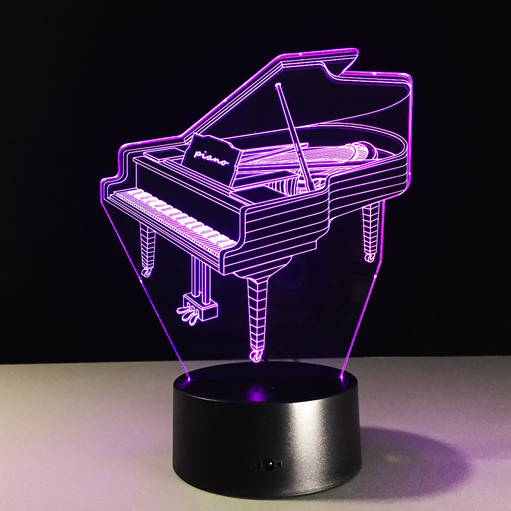 2017 Нова 3D Пијано Светлина Табела Деца Светилка 7 Бои Промена Ефект Декоративни Спалната соба Светлата Допре Сензорот