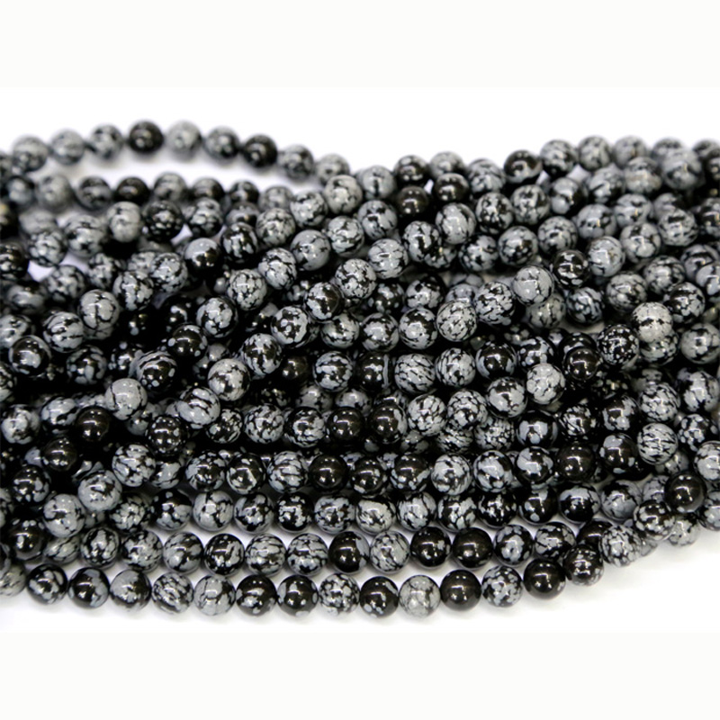 Попуст на Големо Природни Снегулка Obsidian Круг Лабава Камен Монистра 3-18mm Одговара Накит DIY Ѓердани или Белегзии