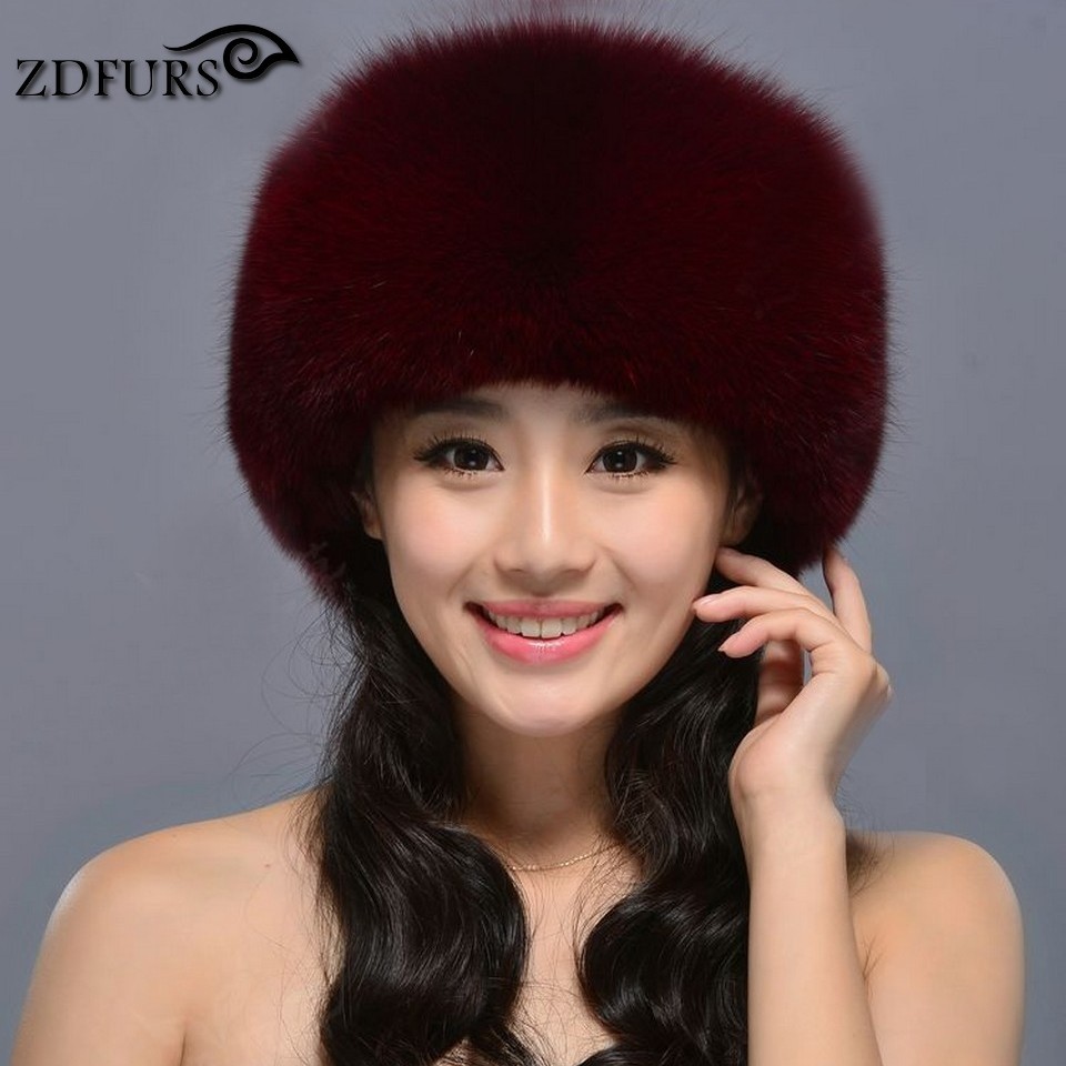 ZDFURS * Топла Продажба руската Фокс Крзно принцеза шапка Вистински Фокс Крзно Шапка Жените Зима Топла Капа Кожа Headdress