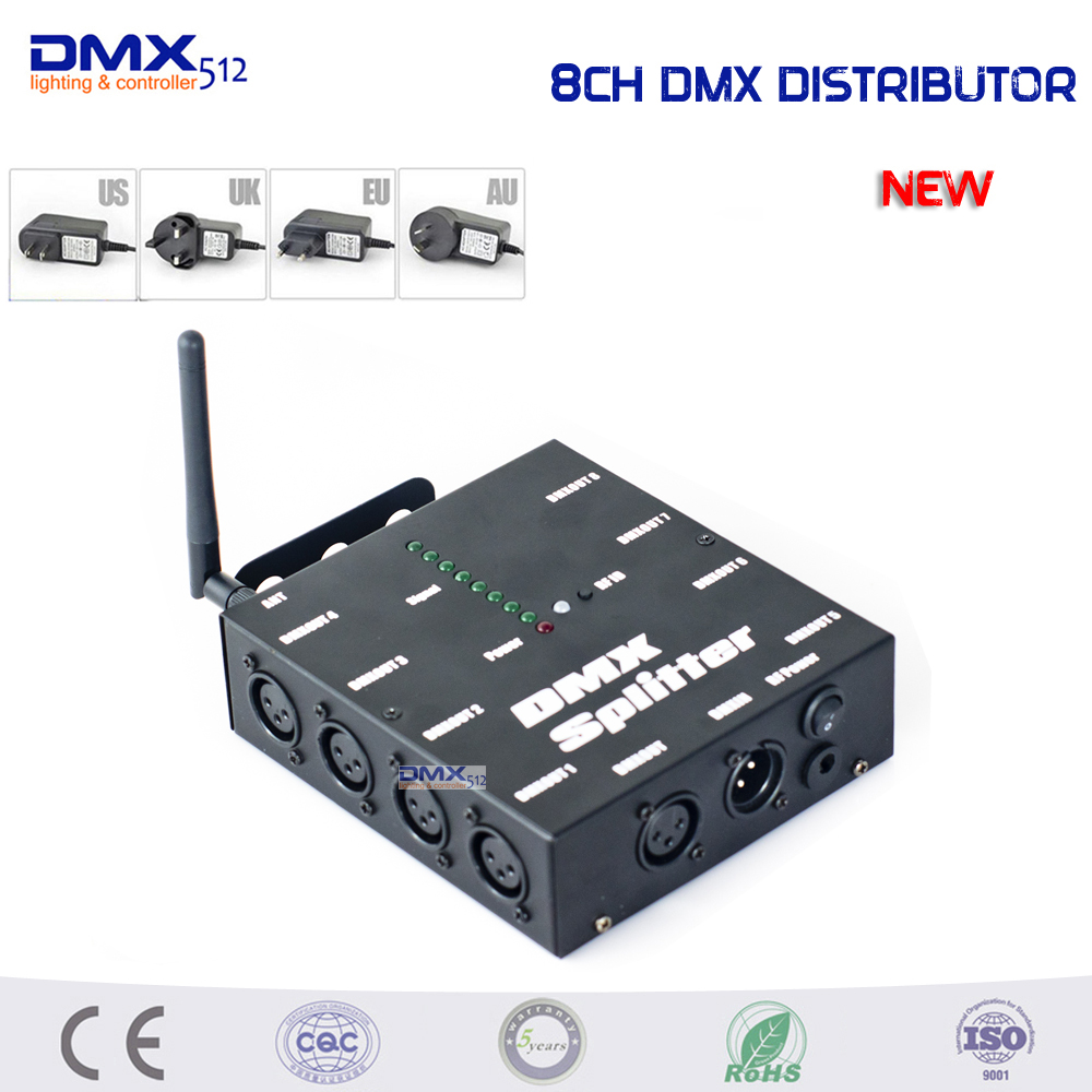 8 Начин Безжична DMX512 Splitter LED Светло Фаза Светлина Сигнал Засилувач Splitter безжична DMX Дистрибутер