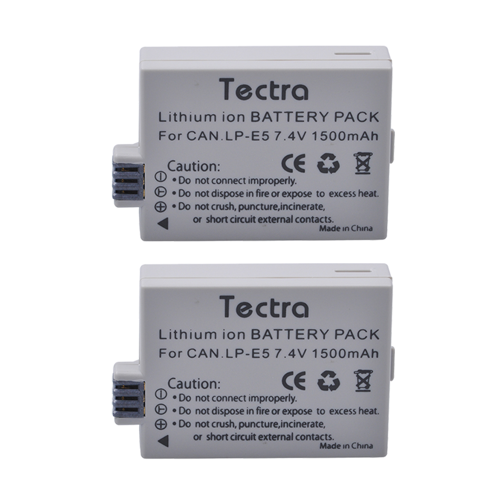 Tectra 2 ПАРЧИЊА ЛП-E5 LPE5 Батеријата + LCD USB Двојна Полнач за Canon EOS Бунтовнички XS Бунтовнички T1i Rebel XSi