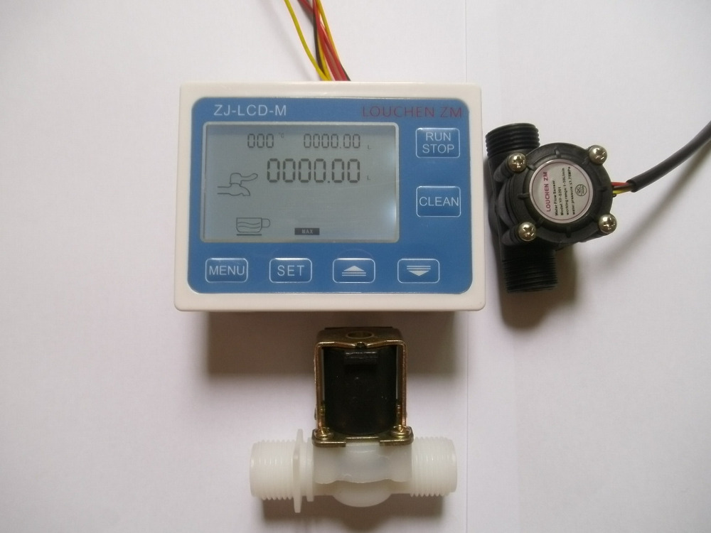 Издржливи Квалитет 1/2 Проток на Вода за Контрола на Метар LCD Дисплеј + Сензор за Проток + Електромагнетниот Вентил